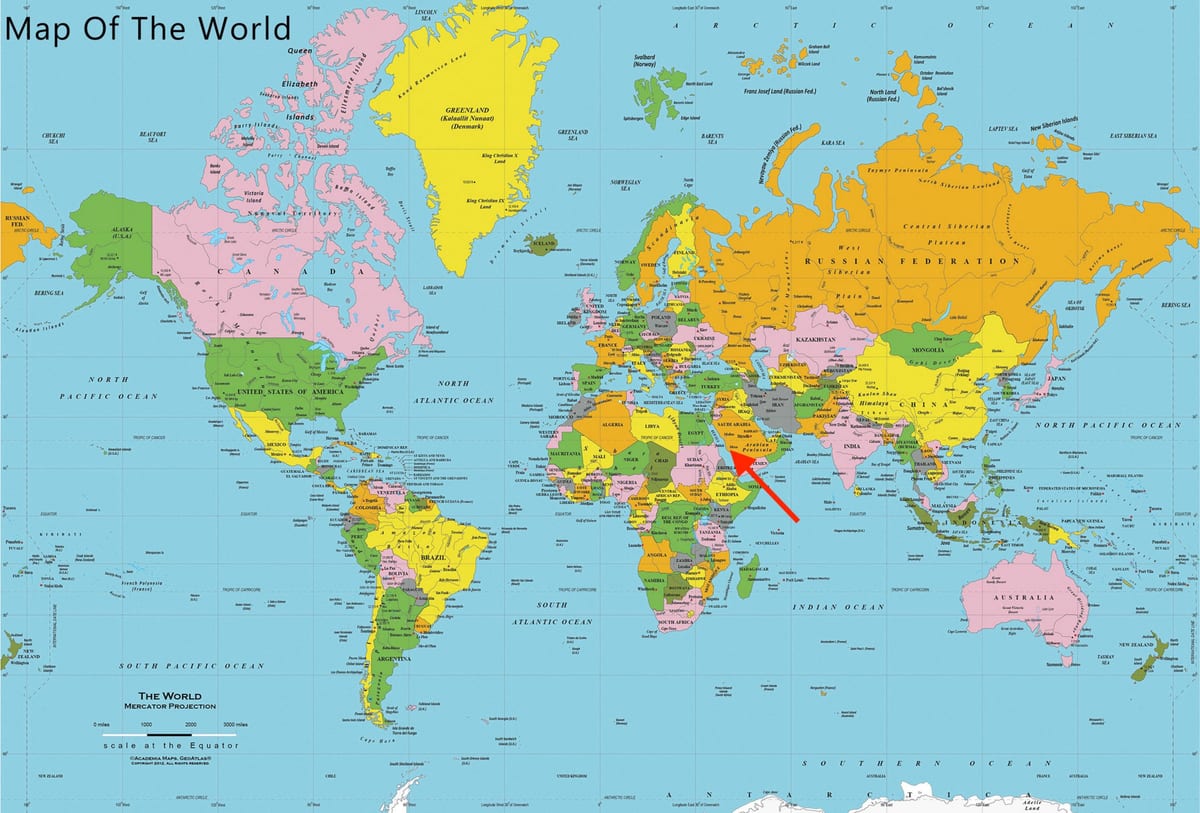 Posizione della Mecca (Makkah) sulla mappa del mondo